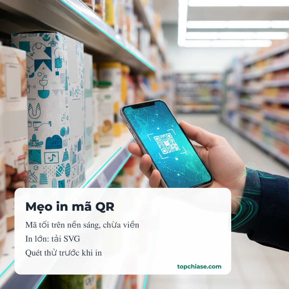 Mẹo in mã QR: mã tối trên nền sáng, chừa viền, dùng SVG khi in lớn